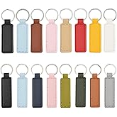 SUNNYCLUE 1 Box 16 Styles Leather Keychains Blanks PU Leather Keychain Bulk Rectangular Engraving Stamping Blank Keys Colorful Fob Holder with Silver Alloy Rings for Keyring Making DIY Crafts Supplies