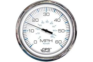 FARIA BEEDE Instruments BEEDE 33861 Chesapeake Stainless Steel Speedometer (60 MPH) Studded - 5, White