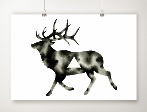 Amazon.com: Modern Elk Art Print Black White Woodland Elk Artwork