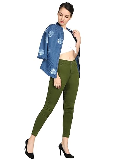 Buy KOTTY Women's High Rise Jeans(Green 
