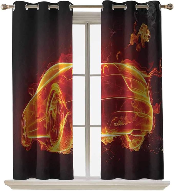 Cars Bedroom Curtains/Drapes Automobile in Flames Burning