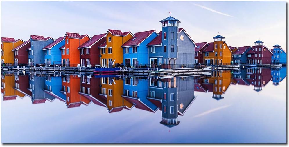 Fenfei Dutch Groningen House Seacoast Travel Cityscape Dubai Poster Neuschwanstein Cinque Terre Canvas Painting Home Decoration Maison 50cm x100cm No Frame