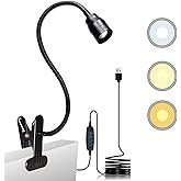YMCRLUX Zoomable LED Reading Lights for Bed Headboard, Clip on Spotlight Lamp for Desk, Dorm Bed, Dimmable USB Clamp Book Light with Flexible Gooseneck, Adjustable Beam Angle 15°-80°