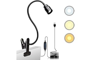 YMCRLUX Zoomable LED Reading Lights for Bed Headboard, Clip on Spotlight Lamp for Desk, Dorm Bed, Dimmable USB Clamp Book Light with Flexible Gooseneck, Adjustable Beam Angle 15°-80°