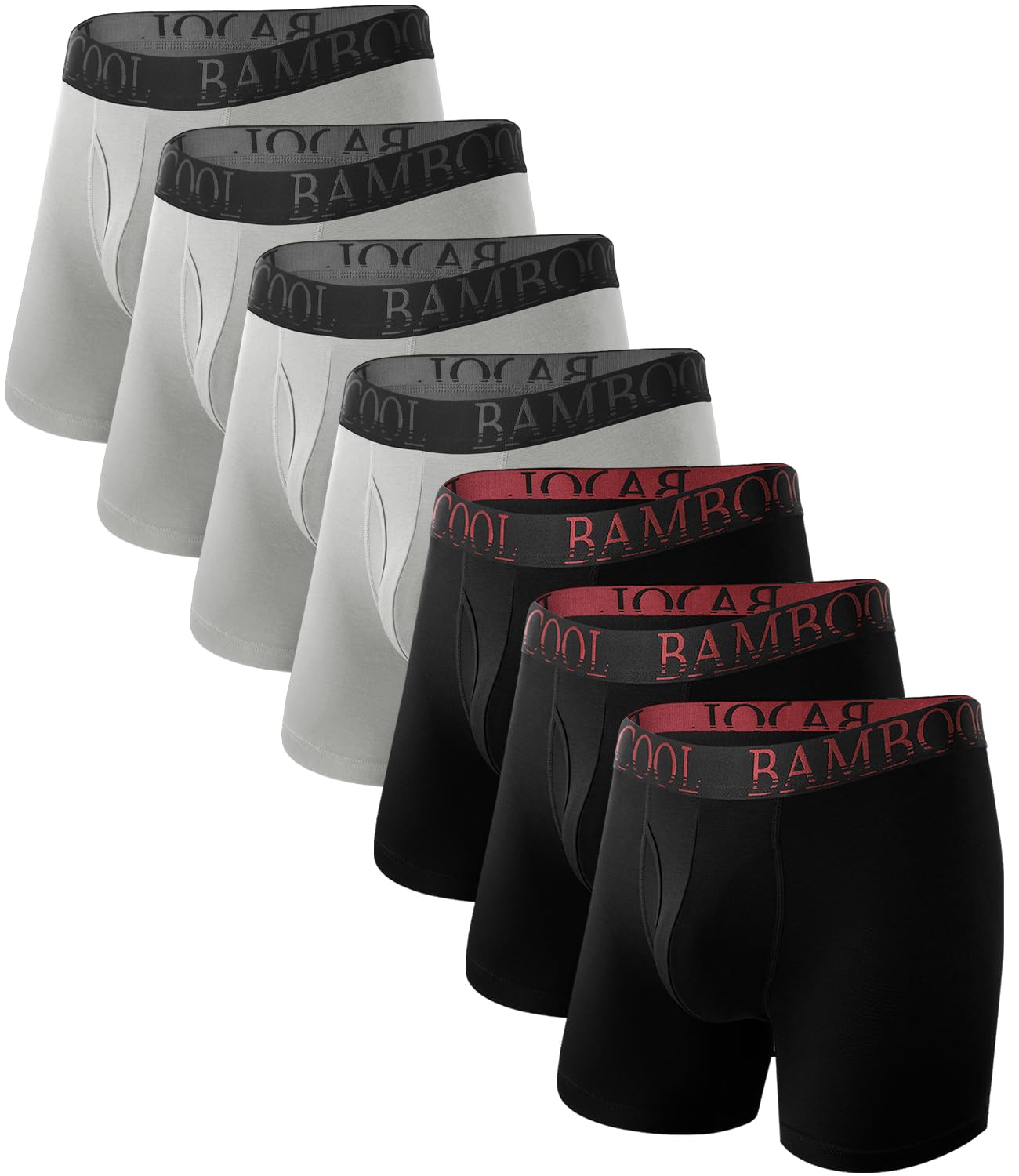 BAMBOO COOL Men's Underwear Breathable Boxer Briefs with Fly Moisture-Wicking Lightweight Underwear(3 or 7 Pack) Image