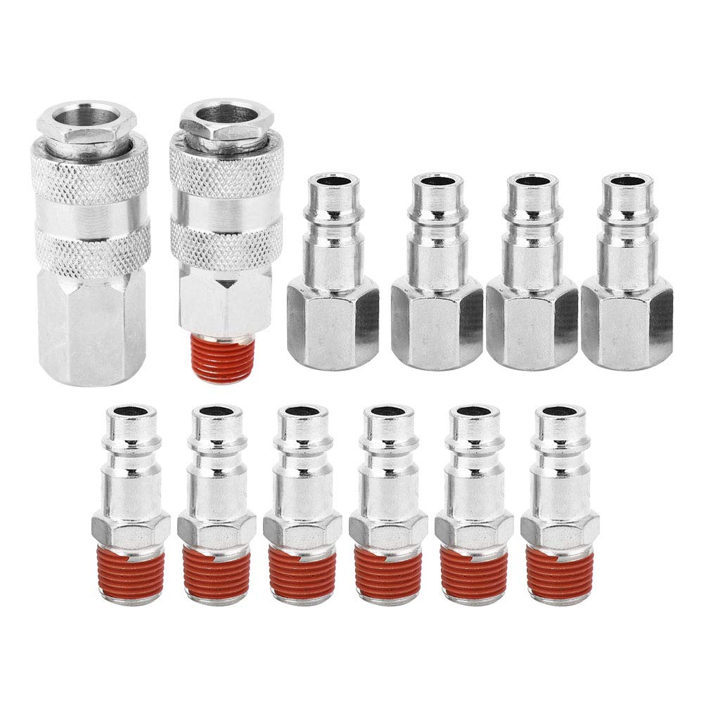 12pcs 1/4 Inch BSP Male Female Pipe Fittings Air Hose Connectors Quick Release Couplers