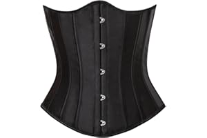 Derssity Womens Satin Vintage Underbust Corset Boned Lingerie Bridal Corset Tops Lace up