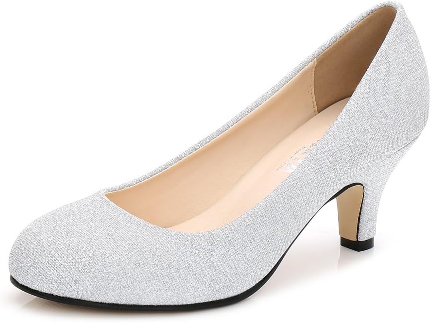 Women's Round Toe Kitten Heel Dress Work Party Pumps