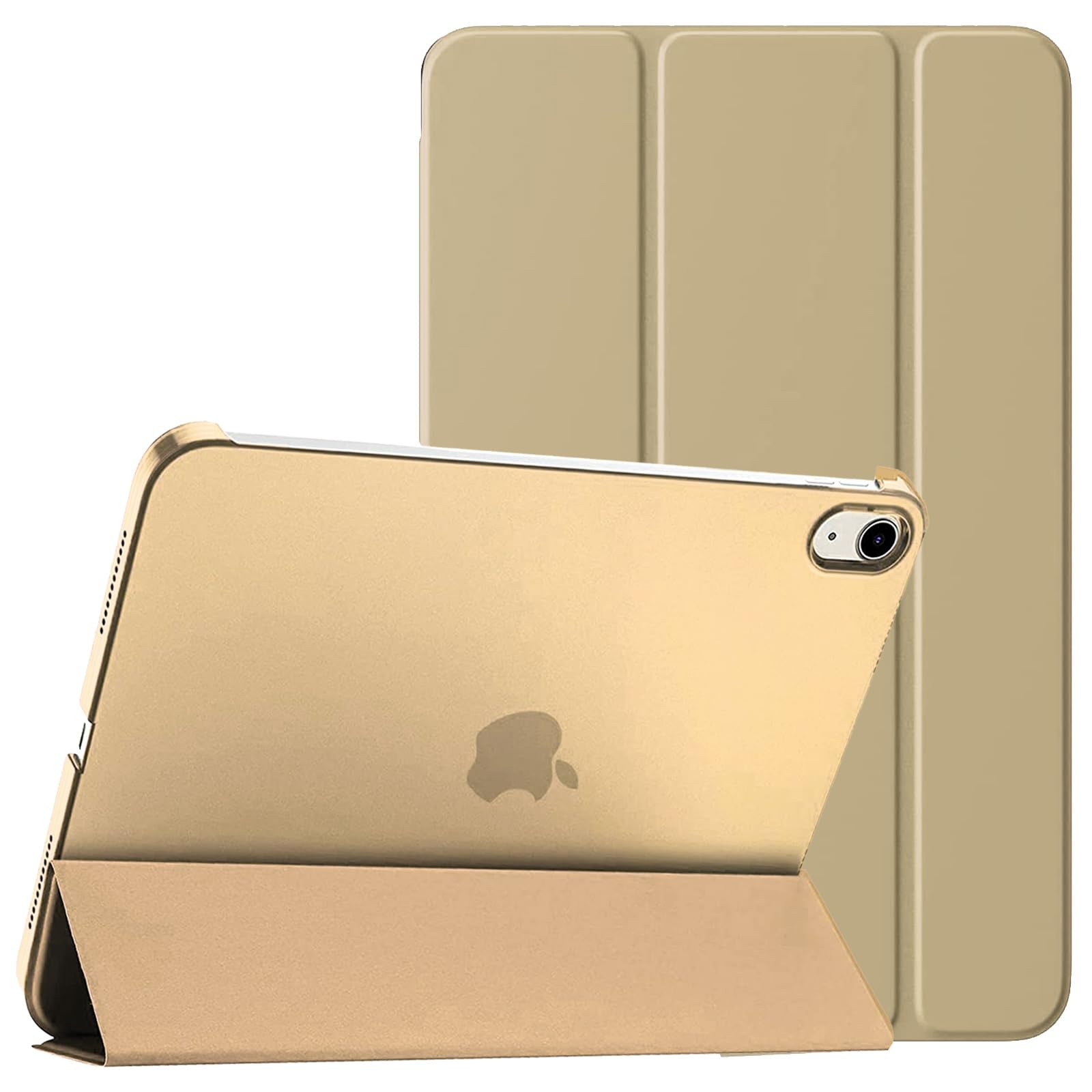 PROTech Case for iPad 10th Generation Case 2022, Slim Stand Cover for iPad 10th Gen 10.9 inch, Support Touch ID, Auto Wake/Sleep Smart Shell with Translucent Back (Gold)