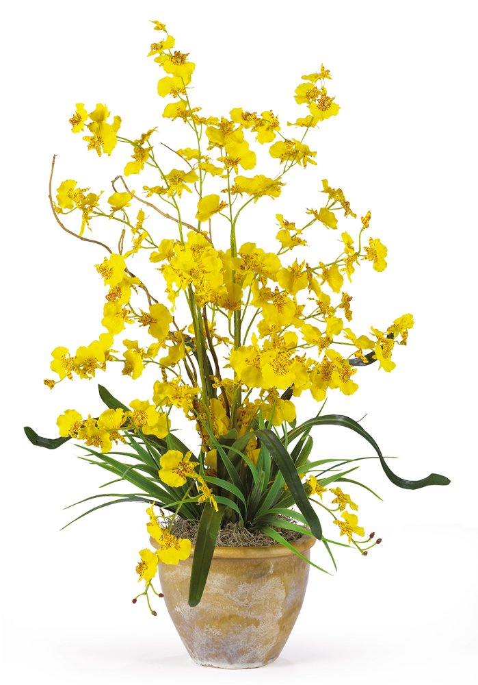 Nearly Natural 1005-YL Dancing Lady Silk Orchid Arrangement, Yellow
