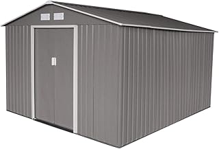 SVITA S300 Metall Gerätehaus XXXL 277x319x192cm Geräteschuppen Garten Schuppen Gartenhaus Satteldach (Grau/Hellgrau)