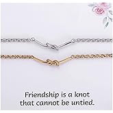 Kvekstio Set of 2 Friendship Knot Bracelets for Women – Gold & Silver Matching Chain Bracelets for Best Friends Besties or Bridesmaids, Meaningful Long-Distance Gift for Birthday Christmas Wedding