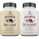Ancestral Supplements Grass-Fed Beef Liver & Bone Marrow Capsules, 3000mg, Supports Energy, Digestion, Immunity, Skin, Oral Health, Joint Wellness, Non-GMO, Freeze-Dried, 180 Capsules, (Bundle 2 Pack)