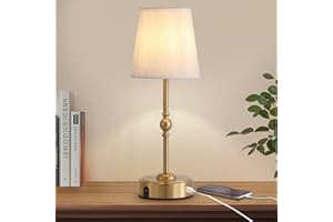 MEIXISUE Cordless Rechargeable LED Table Lamp with Dimmer,Nightstand Lamp with USB Port,Antique Brass Portables Outdoor Lamp, Battery Operated Lamp for Patio Bedroom Bedside Balcony Camping Bar RV