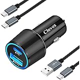 Cluvox Rapid Type C Car Charger Compatible Google Pixel 5/4a/4/3a/3/2/XL, Samsung Galaxy S20 Plus/Ultra/Note 20/Ultra/10/Plus