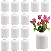 15pcs 3.8 Inch White Ceramic Bud Vases Bulk, Boho Small Vases in Bulk for Flowers, Mini Vases for Centerpieces for Dry Flowers, Pampas Garss for Home Wedding Party Table Decor