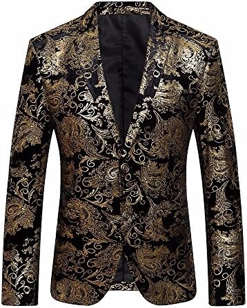 HARRYSTORE Mens Men's Luxury Casual Dress Floral Suit Notched Lapel Slim Fit Stylish Blazer Jacket Party Coats