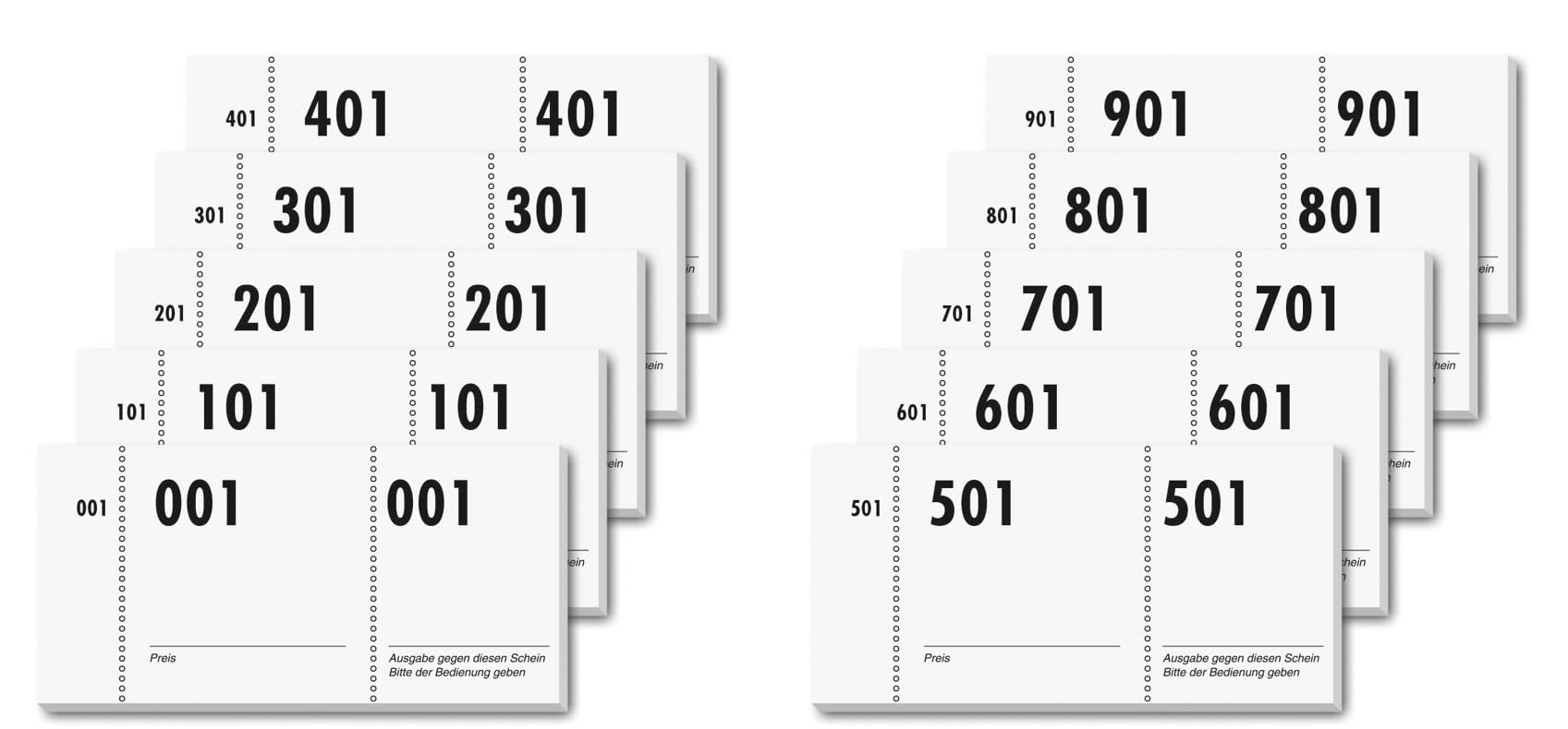 Sigel GN110 Number Pad, 1000 Bons (Consecutively Numbered Blocks from 1 to 1000, 10.5 x 5 cm, Colour Selection Not Possible), Total 10 Blocks, Made from Sustainable Paper