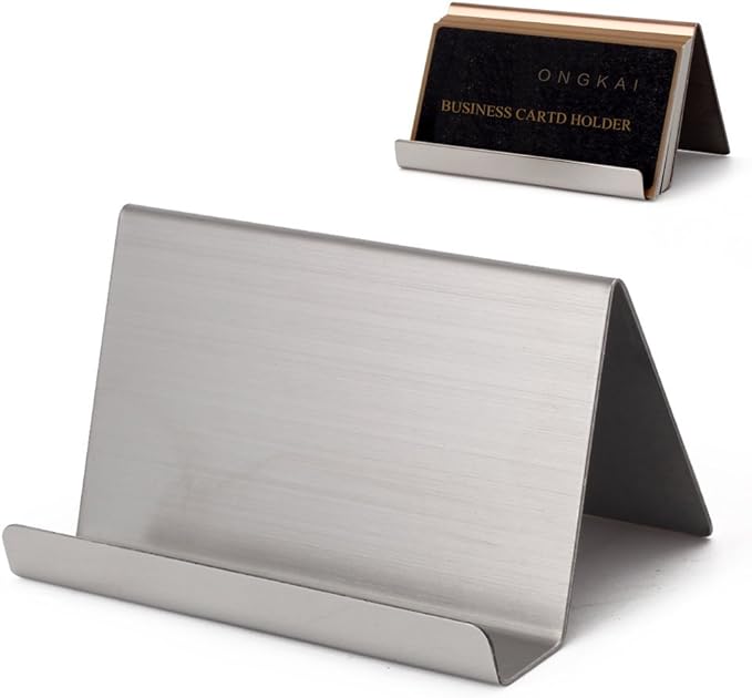 Desk Display Stainless Steel Satin Finish Business Card Holder Stand Name Card Holder (Matte