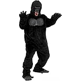 Gorilla Costume Adult，Deluxe Set, Natural Latex and Polyester Material，One Size, Light and Breathable,Larger Breathing Hole, Suitable for Party and Halloween Parties