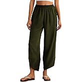 Feiersi Womens Baggy Wide Leg Pants Elastic Waisted Casual Palazzo Harem Pants Summer Beach Trousers