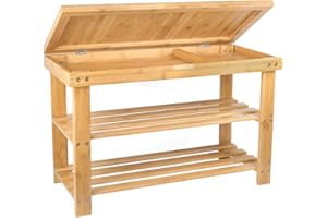 BAMBUROBA Shoe Rack Storage Bench Bamboo Organizer Entryway Organizing Shelf with Storage Drawer on Top, Natural