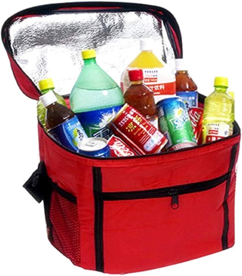 Shoze Picnic Camping Cooler Bag Lunch Bag Insulated Cool Bag for Camping Car Barbecues Gym Beach Travel 27x17x24cm Red