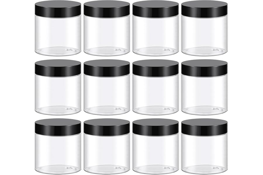 TUZAZO 4 Oz Plastic Container Jars with Lids BPA Free, Empty Round Clear Cosmetic Containers Plastic Slime Jars for Lotion, Cream, Ointments, Body Butter, Makeup, Travel Storage (12 Pack)