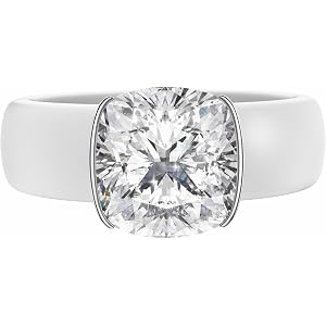 Egnaro Silicone Anniversary Ring with Stone, Cushion Cut Cubic Zirconia | 9A Grade Solitaire women’s Rubber Wedding Band in G