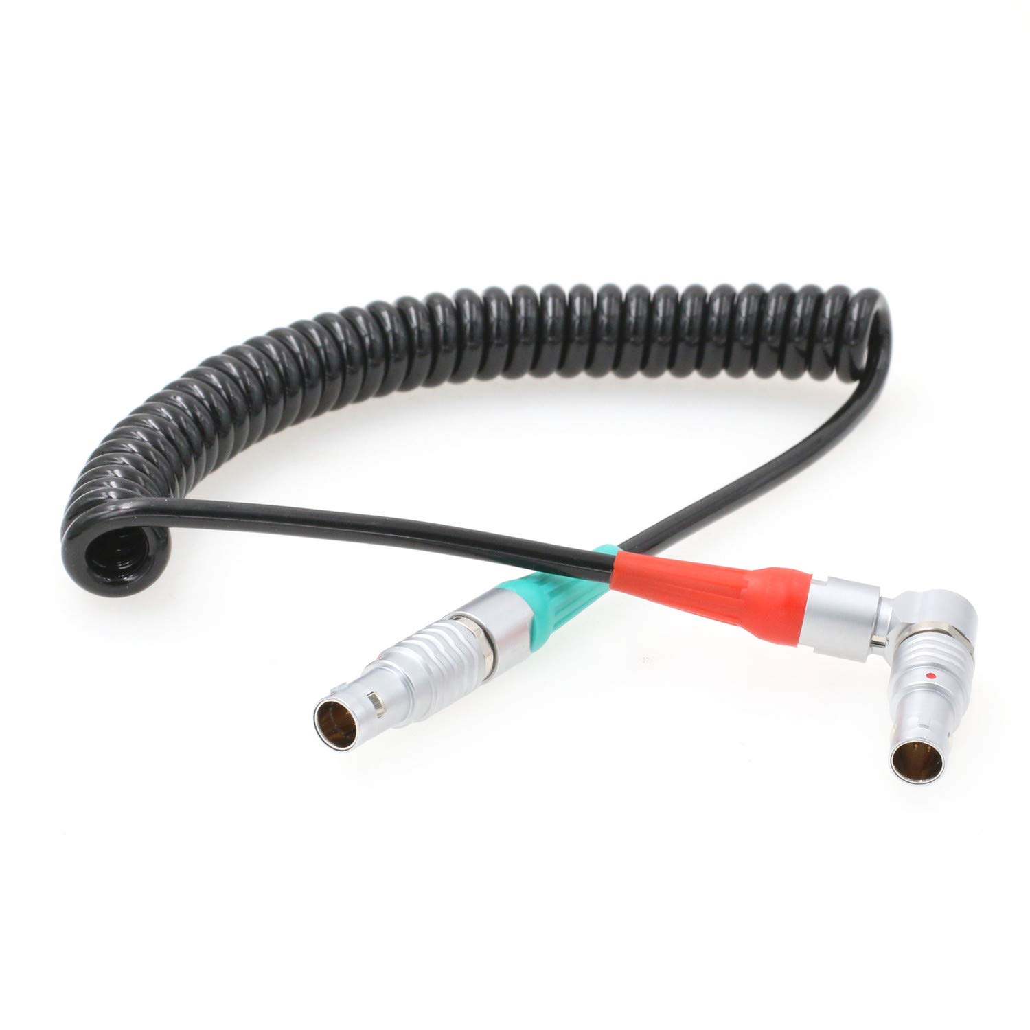 HangTon Coiled Timecode Cable Right Angle 5 Pin to Straight 5 Pin for ARRI Alexa Mini Camera