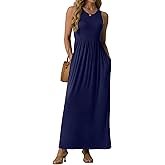 GRECERELLE Women's Summer Sleeveless Casual Long Tank Maxi Dress with Pockets (XS-3XL)
