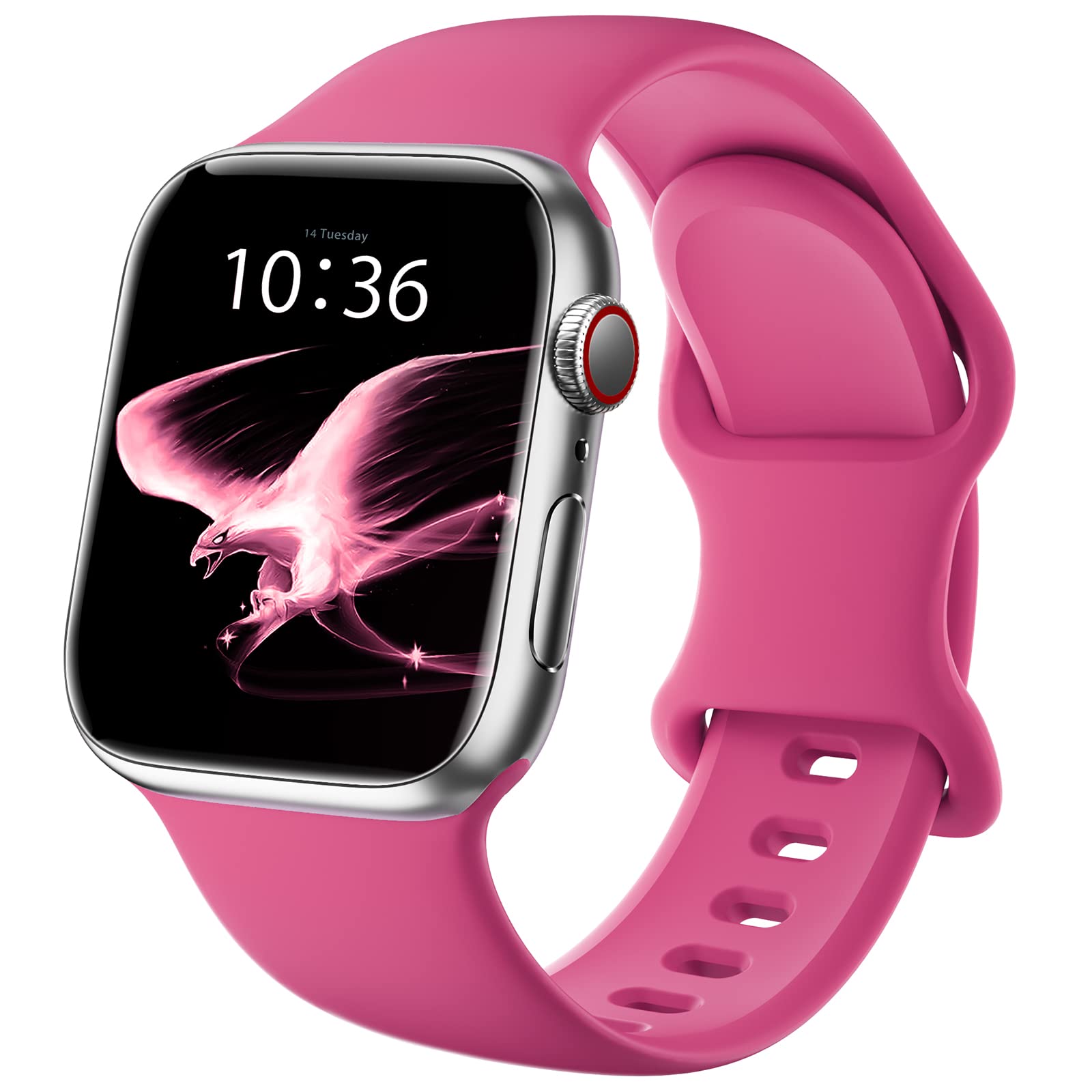 DigiHero Straps Compatible with Apple Watch Strap 40mm 42mm 44mm 41mm 45mm 46mm 38mm, Silicone Sport Replacement Strap for iWatch Series 11 10 9 8 7 6 5 4, SE 3 2 1 Women Men, Flamingo