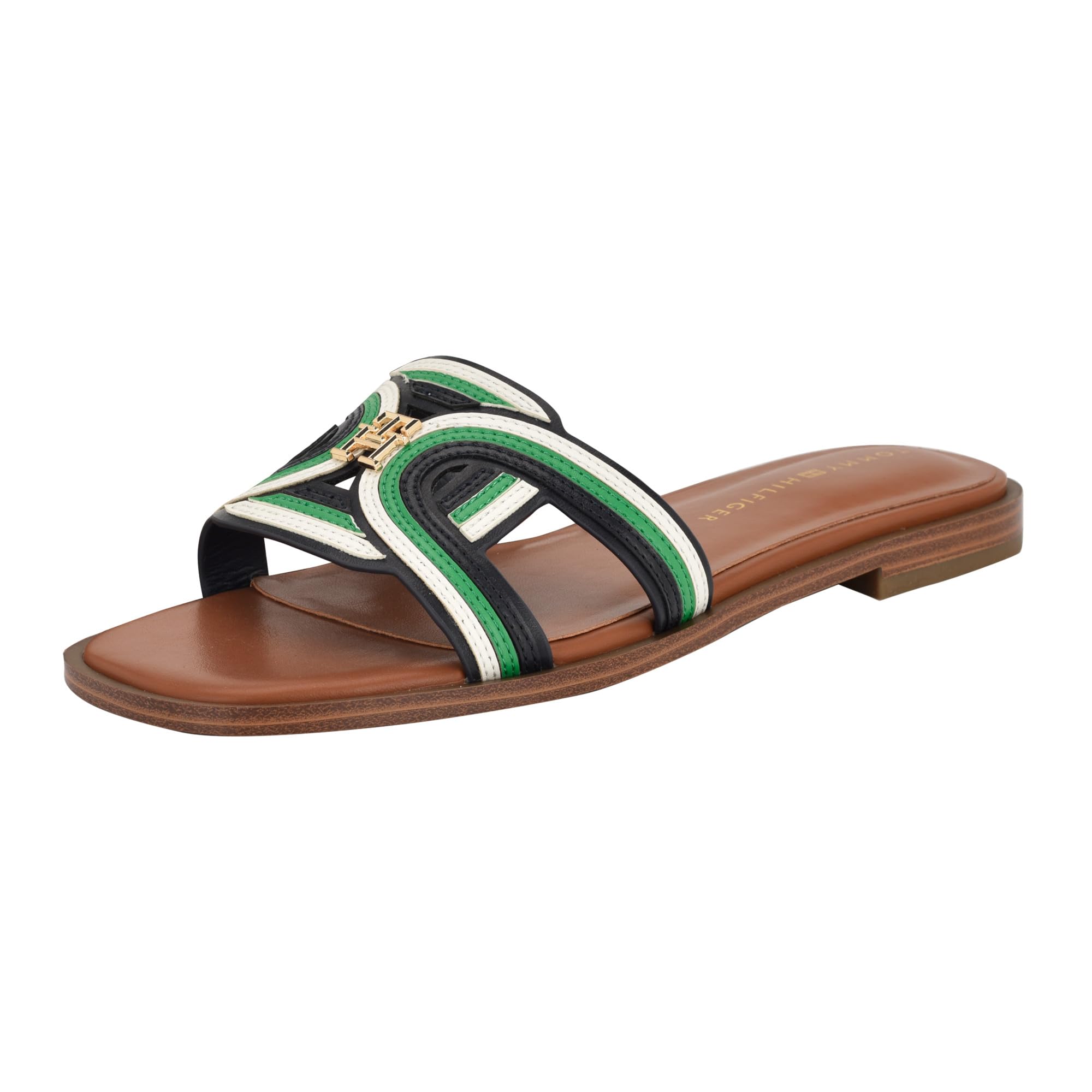Tommy Hilfiger Women’s Tressi Sandal, Medium Green/White 310, 7.5
