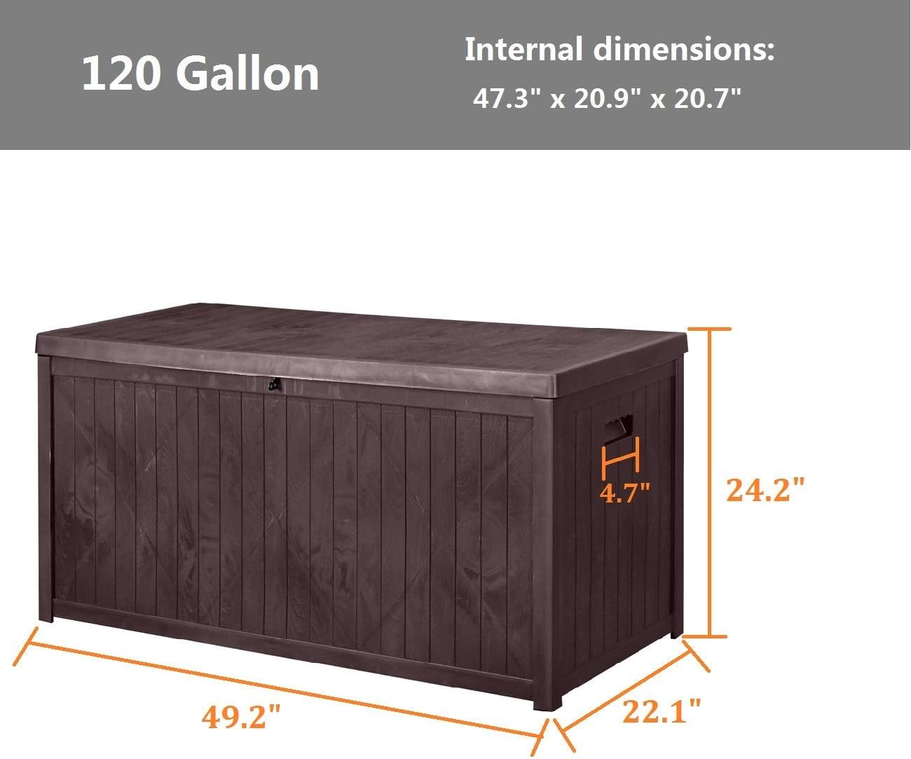 Waterproof Deck Storage Container Box Outdoor - Plastic Patio Storage Bench 115 Gal, Brown: Home Improvement