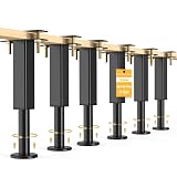 6PCS Adjustable Height Bed Support Legs, 7.3-12 In, Metal Heavy Furniture Legs with Rubber Non-Slip Base for Sofa/Cabinet/Couch/Dresser/Table, Furniture Feet Replacement for King Queen Bed Frame Slat