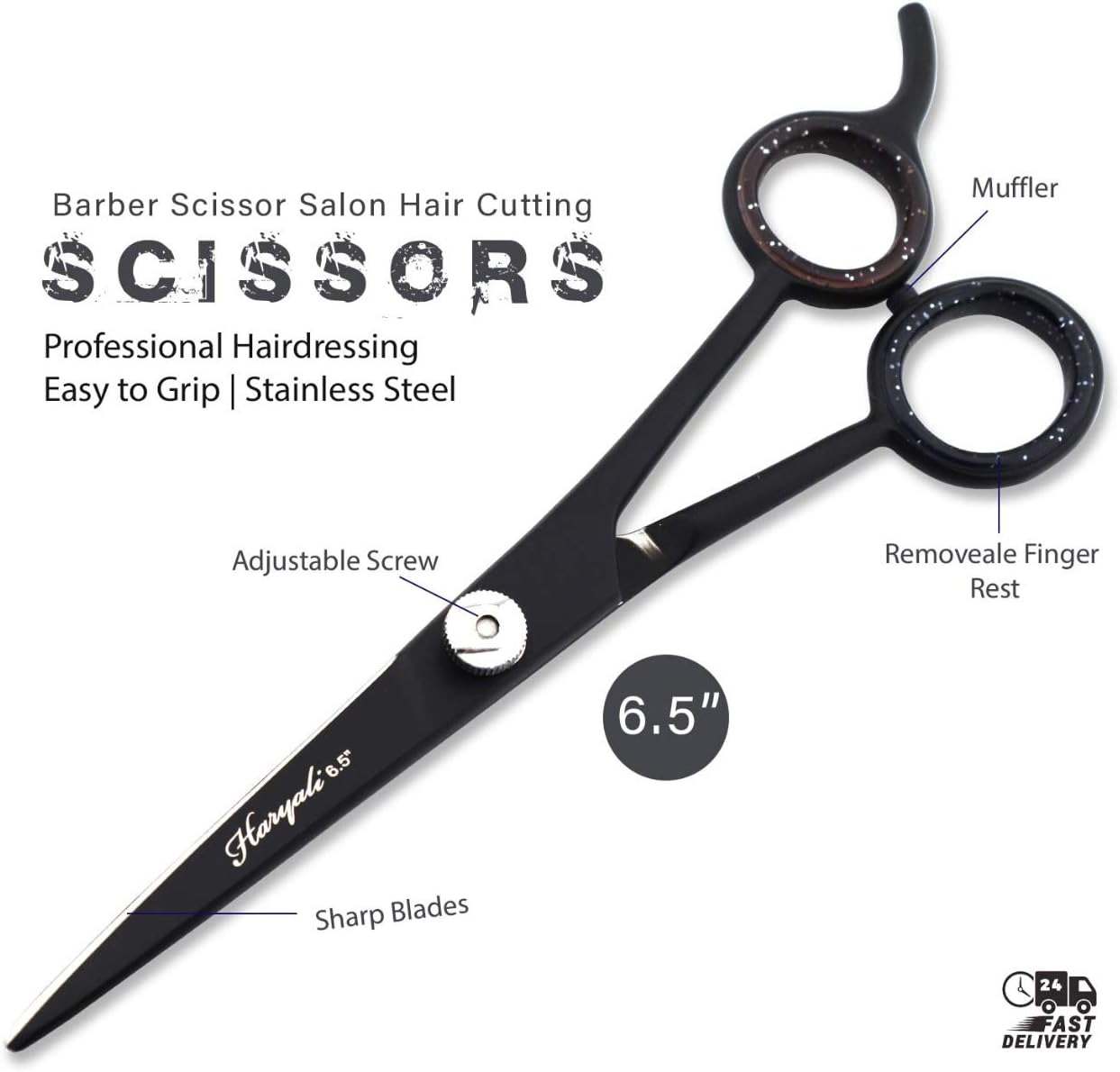 Haryali London Professional 6.5" Hairdressing Barber Scissors Hair Cutting Salon Shears with Adjustable Screw for Men and Women - Image 5