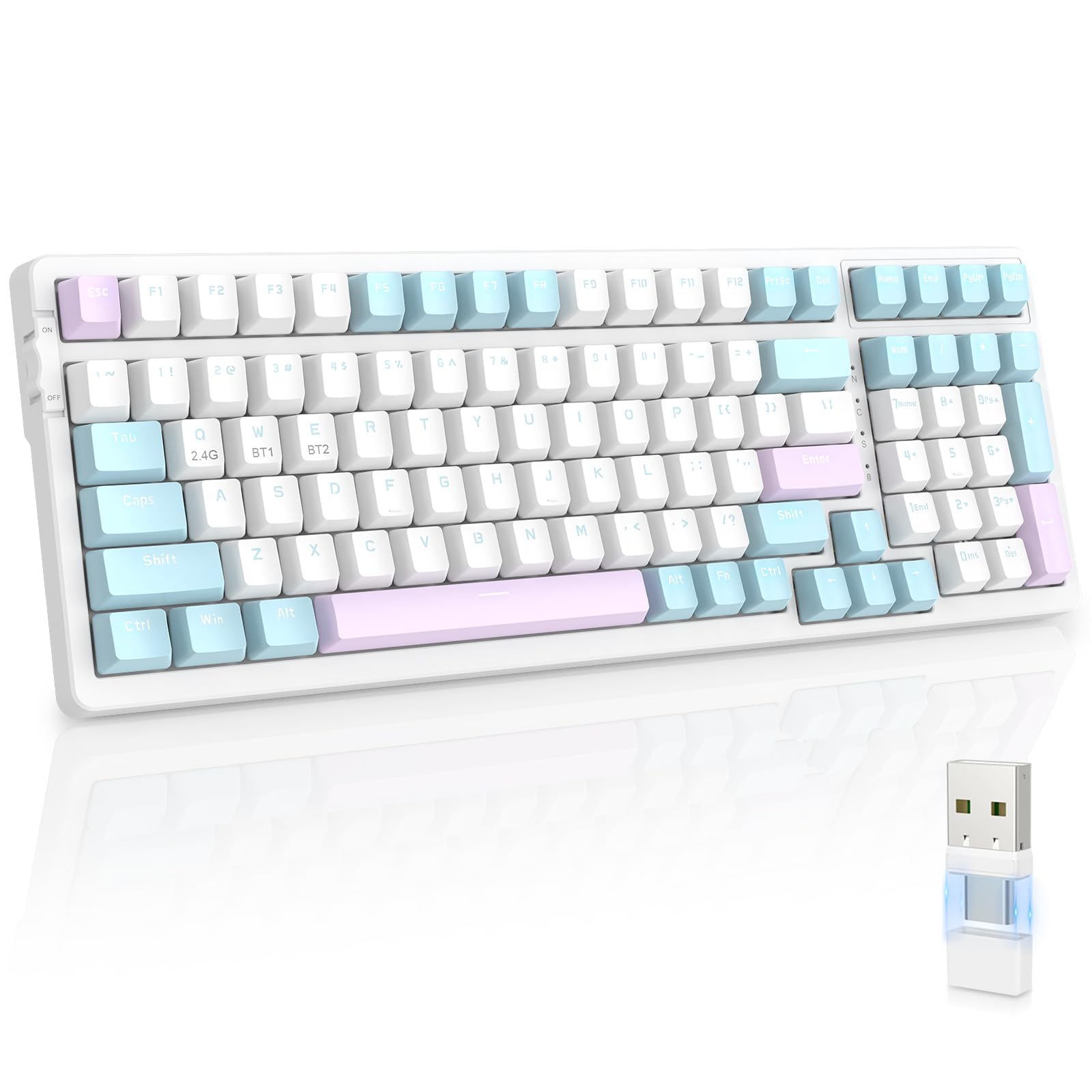 MAGIC-REFINER RK96 Wireless Mechanical Keyboard, Apex Pro TKL Gaming Keyboard, 2.4Ghz/Bluetooth 5.0 Dual Mode 2-in-1 Receiver 100 Key Hot Swappable MX Keyboard Linear Red Switch for PC/MAC/Tablet