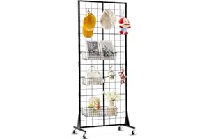 GKOKG Gridwall Panel Display Stand - 2' x 5.5' Ft Display Rack, Wire Grid wall Display Rack, Metal Grid Wall Panel for Craft Shows, Vendor Events, Trade Show Display Shelves,Art Display,Retail Display