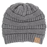 BYSUMMER C.C Warm Soft Cable Knit Slouch Beanie Hat (LIght. Melange.Grey)