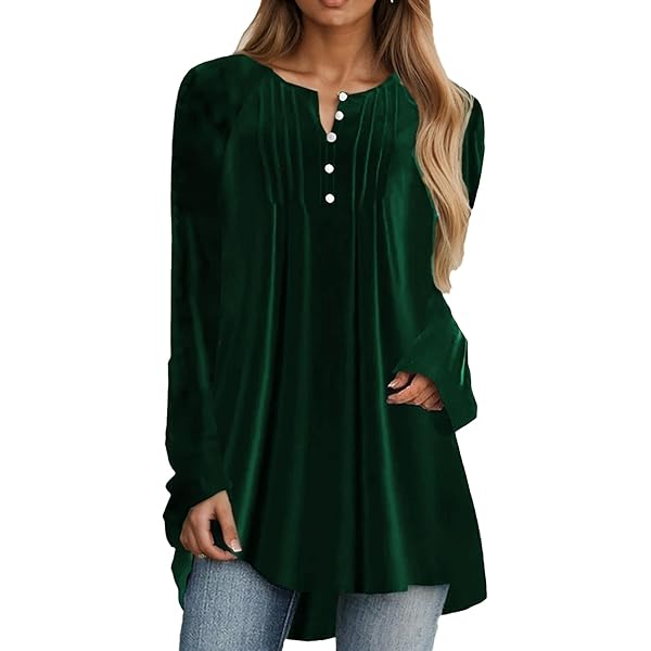 Balloon Sleeve Tunic Shirt Women Long Sleeve Wide Neck Shirt