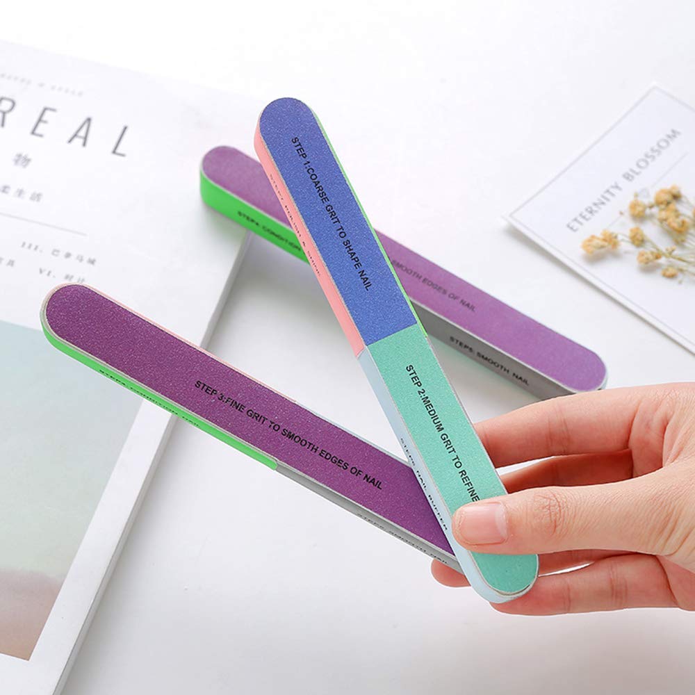 Nail File 7 Inches Long 4 Fingernail Files in 1 Professional Care Manicure Tools and Cosmetic Manicure 7 Professional Steps 6 Pack : Beauty
