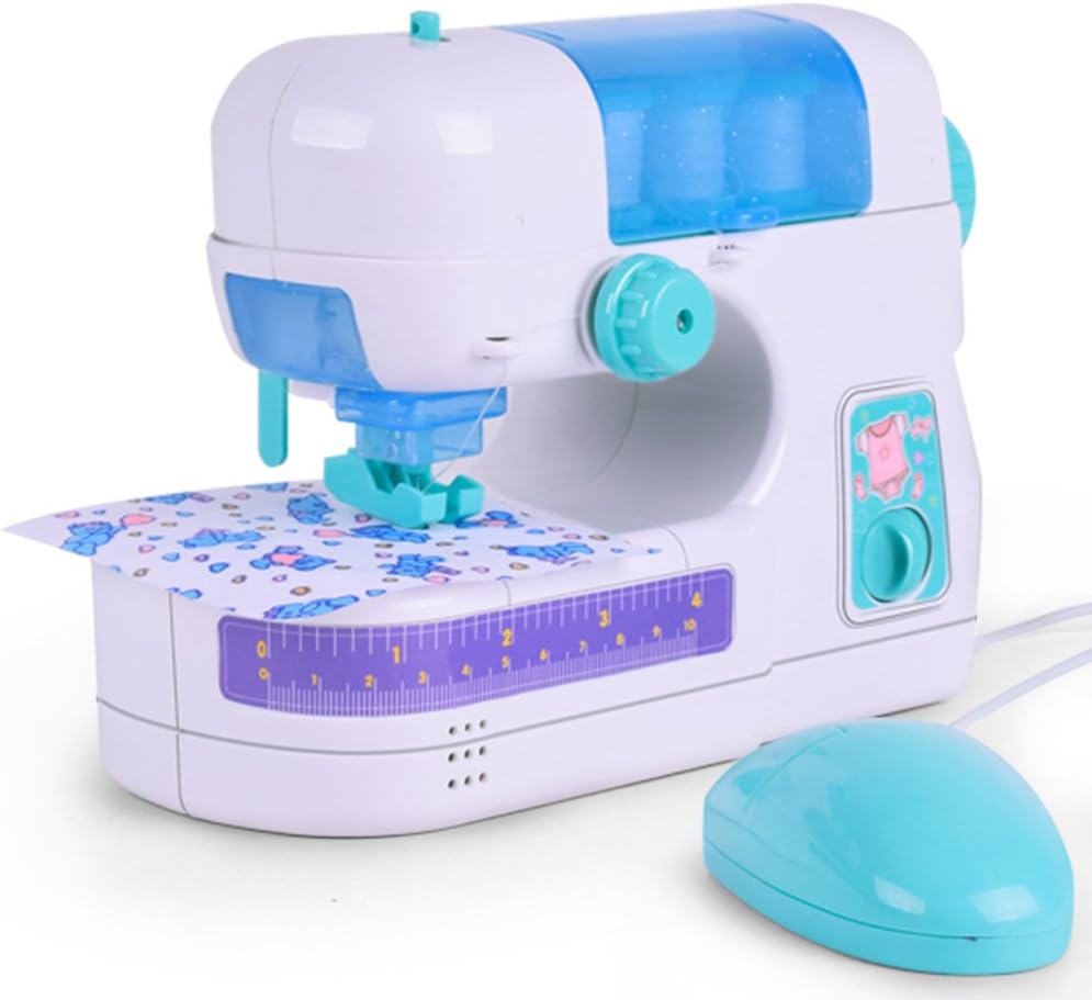 CHoppyWAVE Kids Toys for 1 2 3 4 5 6, Portable Simulation Sewing Machine Toy Kids Children Electric DIY Clothes Maker - Blue + White for Kids Toddlers Boys Girls