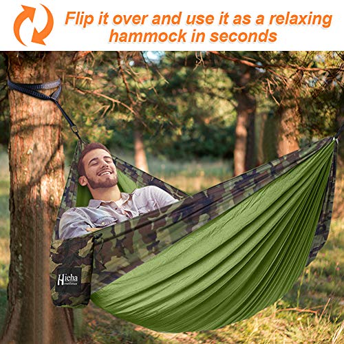 Hieha Double Camping Hammock with Mosquito Net, Portable Nylon Hiking
