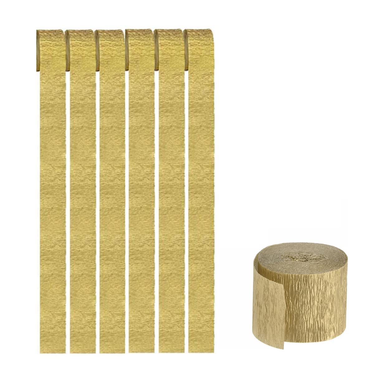 6 Crepe Paper Craft Streamers Hanging Crepe Paper Streamers Crepe Paper Roll Streamer Curtain Backdrop Hanging Tassels for Festival Party Decor (Gold)