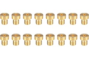 Motoforti Universal Motorcycle Carburetor Jets Main Jets Nozzles, M5x0.8 55 58 60 62 65 68 70 72 75 78 80 82 85 88 90 92, Durable, Metal, Gold Tone, 16pcs