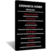 Inspirational Canvas Wall Art 8 Powerful Words Motivational Positive Quotes Poster Print for Modern Home Bedroom Living Room Office Wall Decoration Artwork Stretched and Framed [12''Wx18''H]