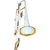 Valve Trombone Bb | White Brass Finish | Phosphorus Copper Lead Pipe | Smooth Action Valves | Includes Carry Case