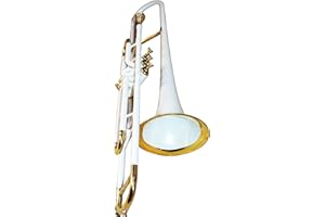 NAUTICALMART Valve Trombone Bb | White Brass Finish | Phosphorus Copper Lead Pipe | Smooth Action Valves | Includes Carry Case