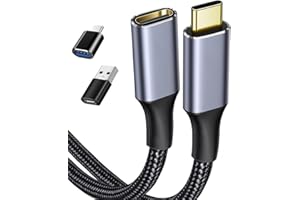USB C Extension Cable 3.3ft, USB 3.2 Gen 2 (10Gbps) Type-C Extender Male to Female, 4K@60Hz Video & 60W Fast Charging, Data T