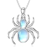 OUTANG Spider Necklace for Women 925 Sterling Silver Moonstone Spider Pendant Ladies Jewelry Gifts